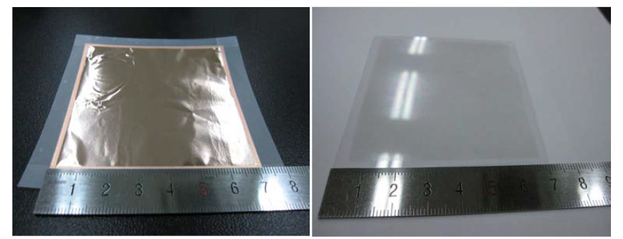 Area 7 × 7 cm2 CVD Graphene transfer to PET substrates