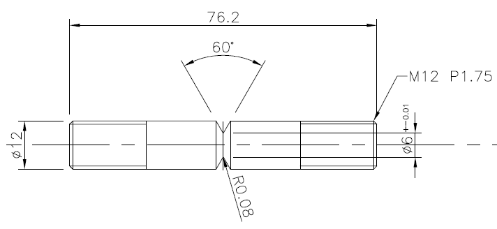 Notched tensile specimen used at RT and 20 K