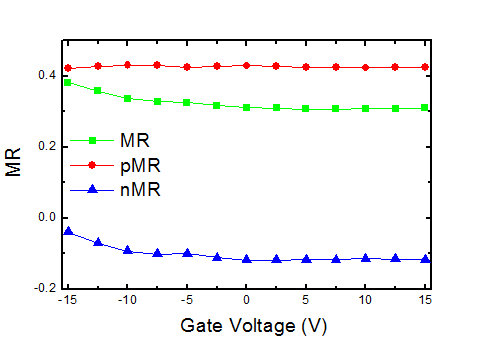 gate 전압에 따른 자기저항의 변화.