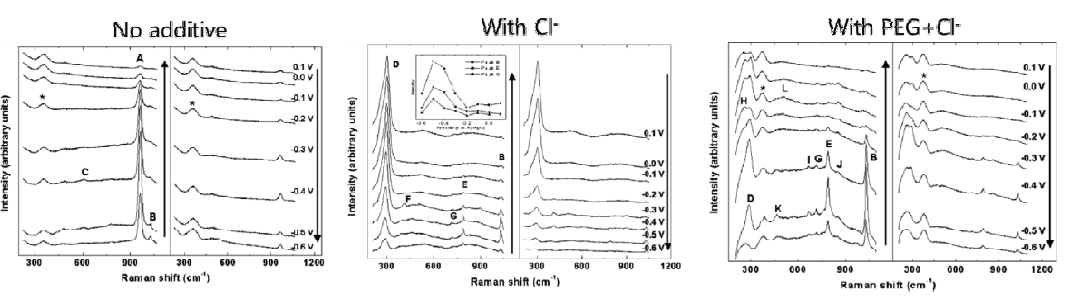 첨가제에 따른 라만스펙트럼의 변화