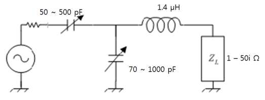 13.56 MHz에서 사용한 matcher 회로