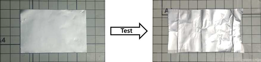 Bending Test 전, 후의 파우치 외장재 표면