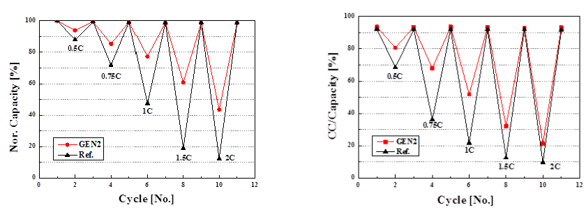 방전 / 충전 Rate 특성 Test 결과