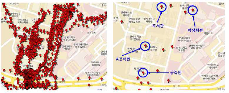 사용자의 방문 POI의 추출 결과