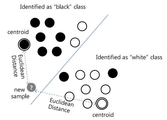 새로운 샘플의 분류(새로운 샘플은 black category)