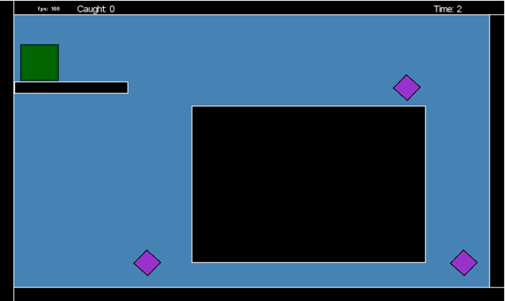 Geometry Friends 게임에서 Square 캐릭터의 솔로 모드 화면