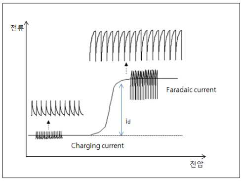 폴라로그램에서 Charging current와 faradaic current의 oscillation