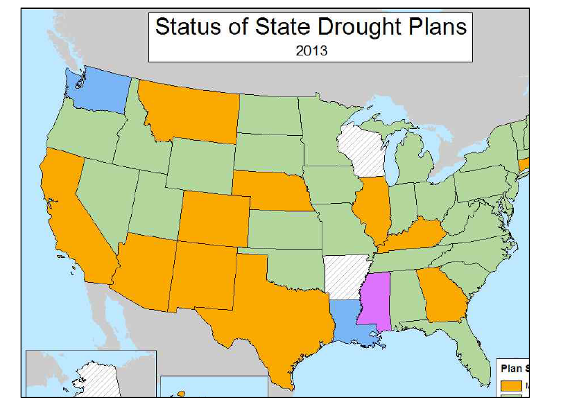 미국 주별 가뭄계획 상태