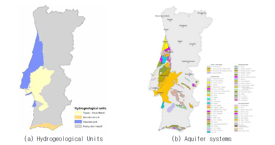 Hydrogeological units and aquifer systems of Portugal