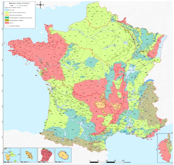Delineation of 553 groundwater bodies in France
