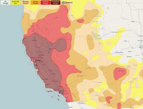 캘리포니아의 가뭄맵