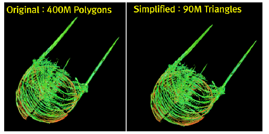 Comparison of visualization result between original polygons and simplified version of polygons in GLORE