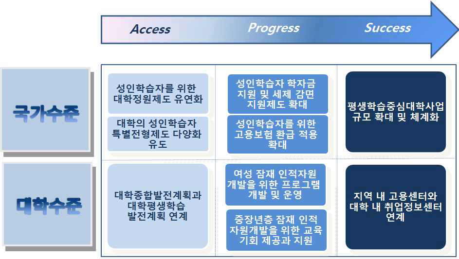 대학평생학습 추진 시스템 체계화기의 정책 추진 로드맵