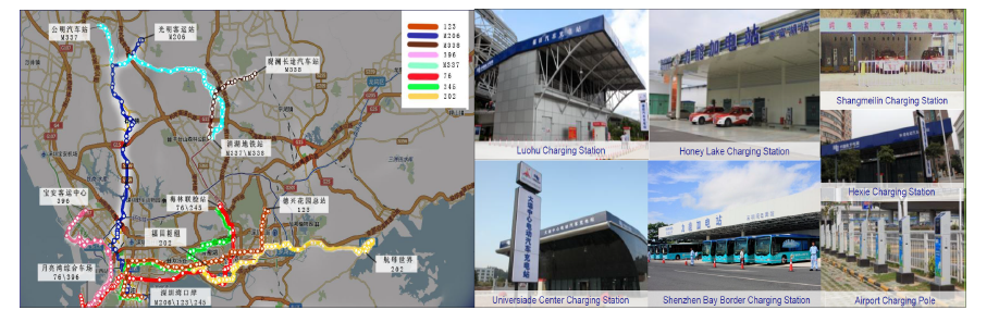 중국 선전시 전기버스시범사업 노선과 구축된 충전인프라