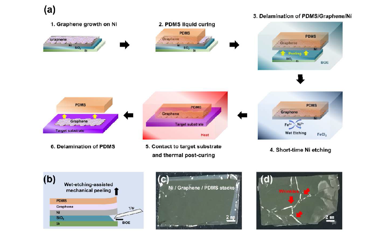 PDMS를 이용한 패터닝된 multi-layer 그래핀의 전사 공정도, 패터닝된 multi-layer 그래핀의 전사
