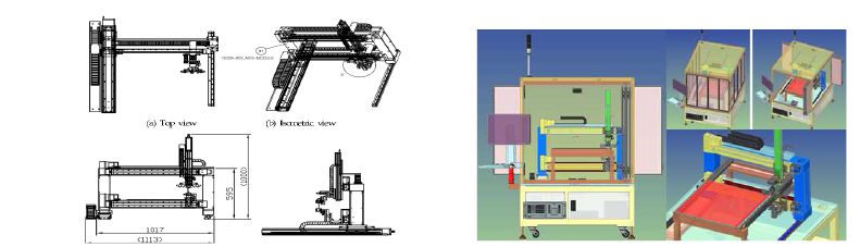 Design drawing of 3-axes gantry robot & Design of 3D Drawing