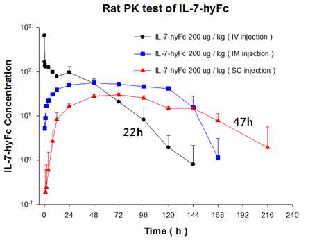 IL-7-Fc반감기 증가 효능