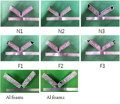 Specimens of after bending test