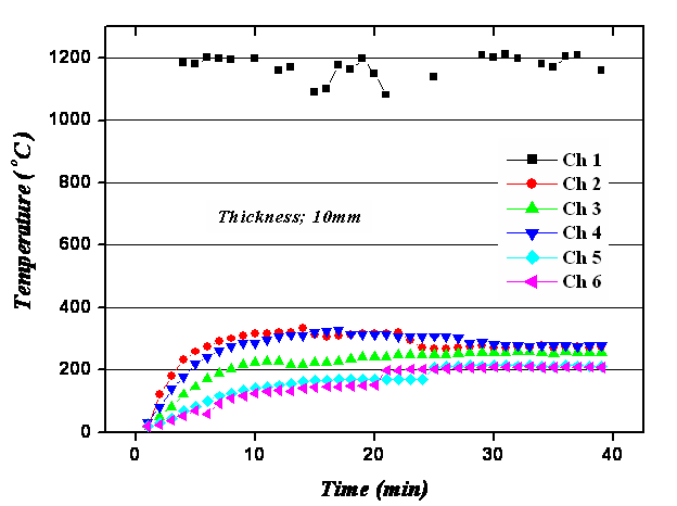 Result of heat protection test (distance 10 mm)