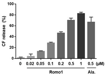 Romo1을 처리 후 30분 후의 permeabilization 정량