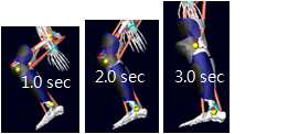 Motion simulation of a model wearing the leg guard