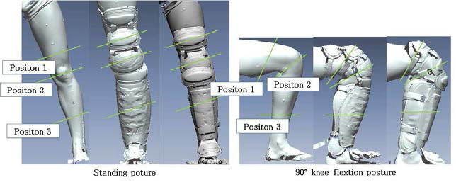 Analysis position of cross section during standing and 90􌜿 knee flexion posture