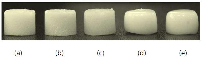 반응열처리 온도에 따른 생체활성 glass의 유리화