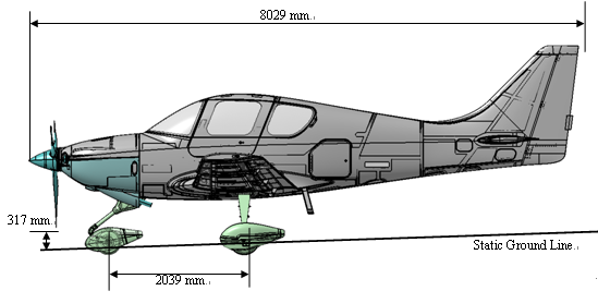 착륙장치 배치 설계 (측면도)