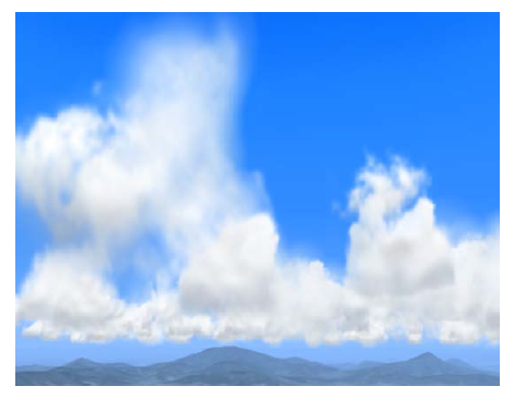 비행시뮬레이터 구름 효과 화면