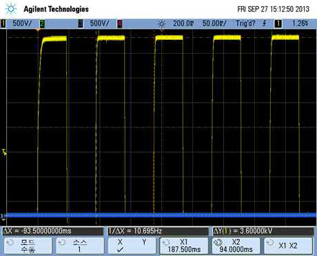 High Voltage Switching측정 파형 (3.6kV/10Hz)