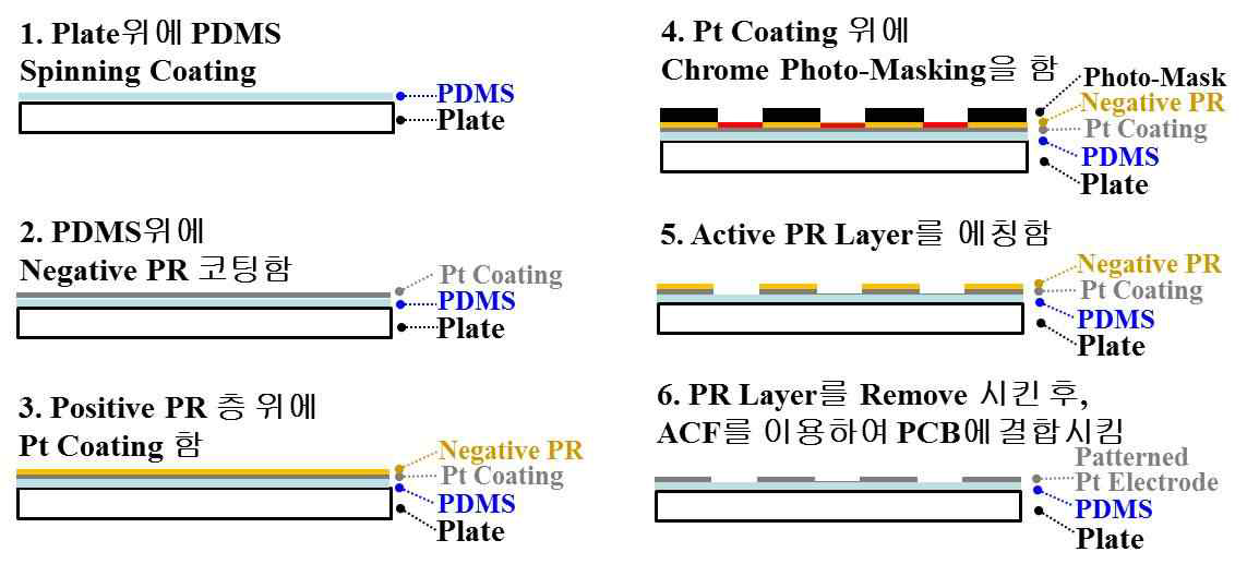 100 Array Pt 전극패턴 공정 순서