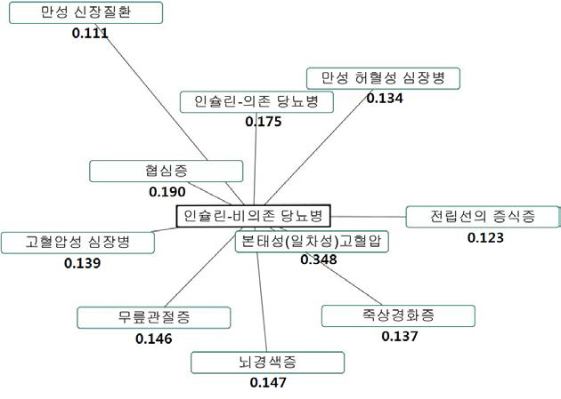 동반질환 연관관계 네트워크 예시