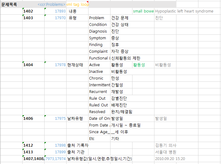 ASTM CCR Body의 Problems(문제목록) 구조