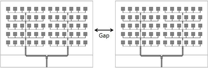 K대역5×12 패치 배열 안테나 간 이격