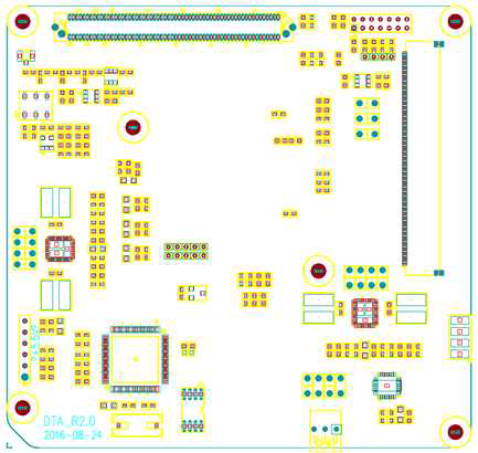 소형 기지국 baseband board의 top면 부품배치도