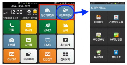 SK Telecom의 T실버 모드 서비스화면