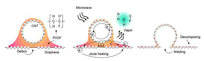 마이크로웨이브 조사에 따른 탄소나노튜브-그래핀 하이브리드 나노구조체의 결함 감소 메카니즘