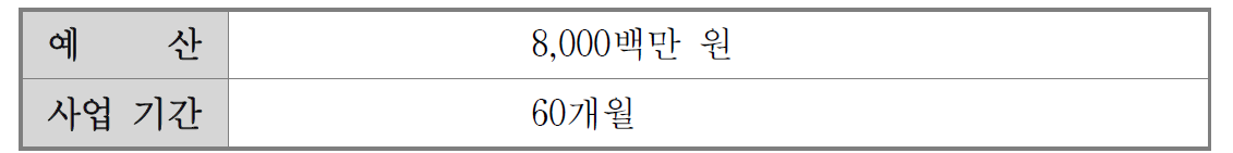 사업기간 및 예산 – ICT 기술 기반의 의료서비스 콘텐츠 개발