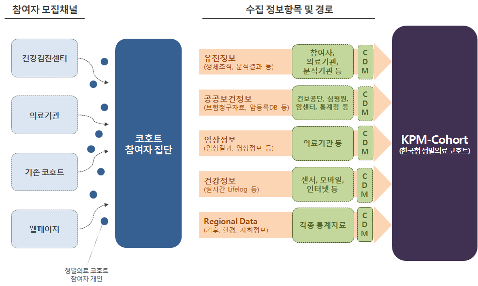 코호트 참여자 모집 및 정보수집‧축적 흐름도