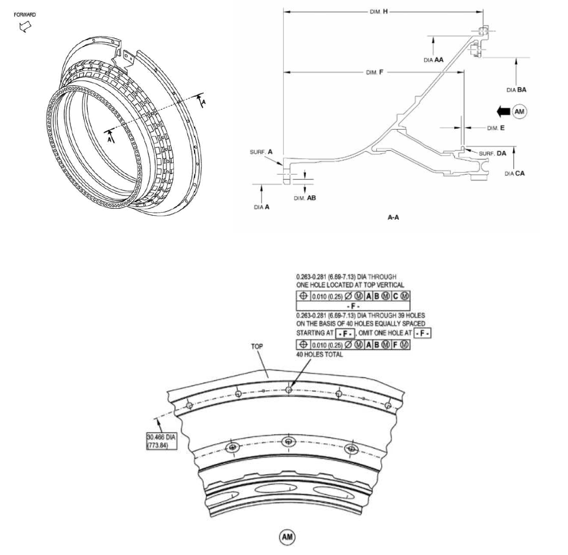 GE90 엔진 HPT 1단계 Nozzle Support 치수검사