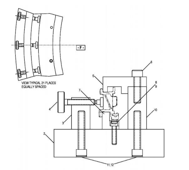 GE90 엔진 HPT 2단계 Shroud Hangers After Outer Rail 기계공정 Fixture