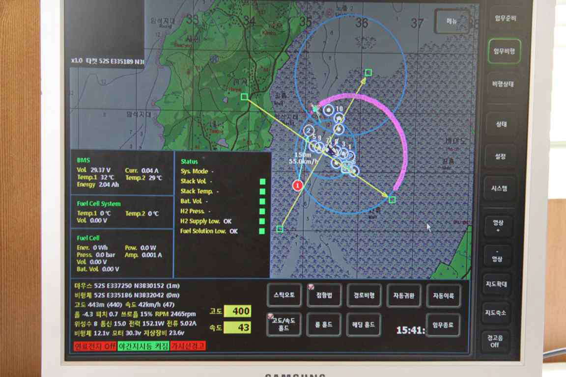 GCS 통제화면 및 비행 궤적