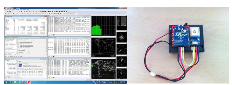 Kite 위치 확인용 GPS/Zigbee 모듈 및 수신데이터 화면