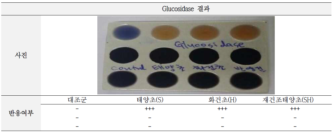 50 mM 요오드 용액 양에 따른 glucosidase 반응성 비교