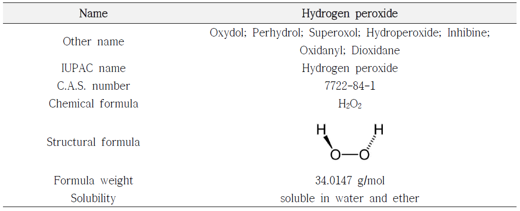 과산화수소의 물리·화학적 특성