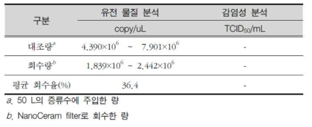 양전하 필터를 이용한 뮤린 노로바이러스의 회수율