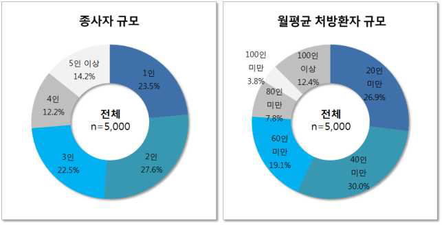 종사자 규모 및 월평균 처방환자 규모