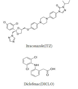 이트라코나졸과 diclofenac의 화학구조