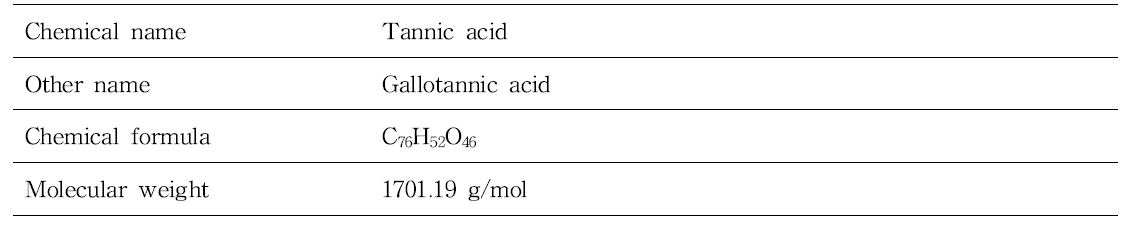 Tannic acid의 물질정보