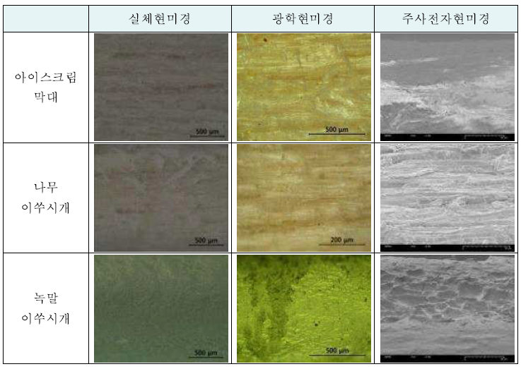 기타 검체 형태학적 특성 비교